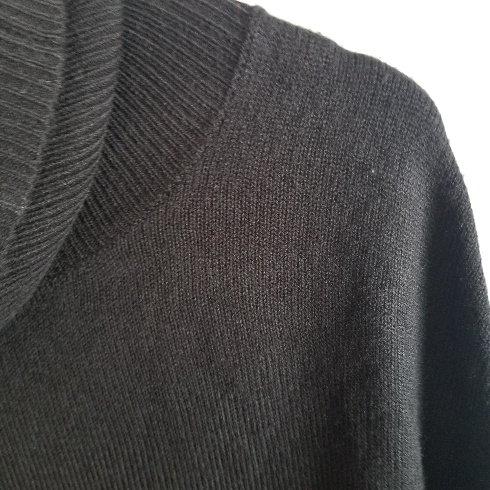 Groggy Black Fringed Knitted Poncho Cowl Neck Sweater Size Small - Picture 9 of 16
